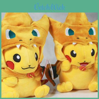 Adoráveis Pelúcias de Cosplay do Pikachu Mega Pokemon Cos Charizard Brinquedo Infantil Macio de Pelúcia Para Abraços Aconchegantes