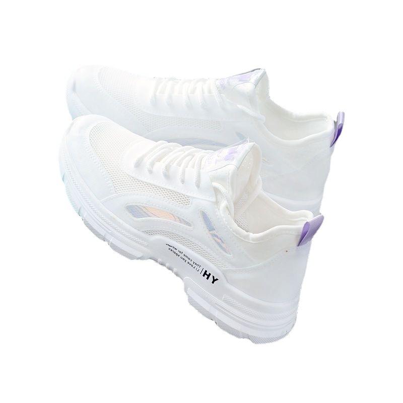 2025 spring and summer new mesh shoes women's breathable mesh sports shoes women's hollow leisure basic student flat white shoes
