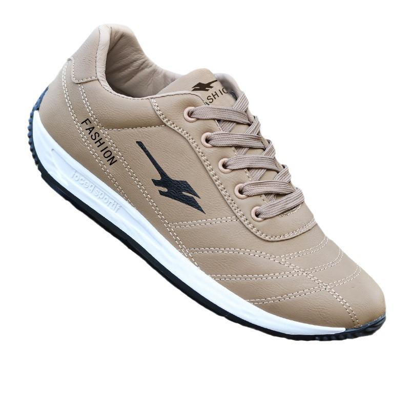 Autumn PU face men's casual board shoes lace-up flat heel round head walking shoes men's soft-soled sports shoes