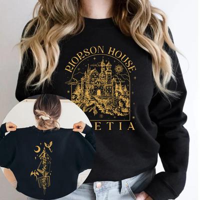 Vintage Xaden Riorson House Obojstranná Mikina Plameň Železa Mikina Unisex Dlhý Rukáv Okrúhly Výstrih Mikina Knižné Darčeky Top