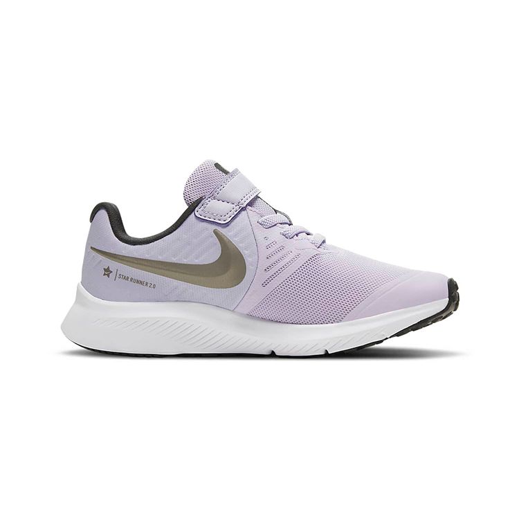 Nike Star Runner 2 PS Violet Frost Metallic Pewter Kids Sneakers Purple Dark-Smoke-Grey White AT1801-502