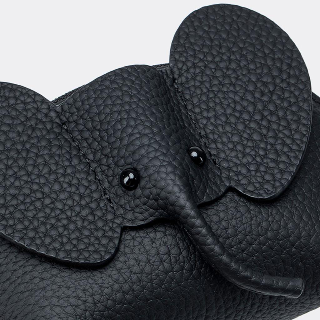 Sturdy Genuine Leather Elephant Designs Card Holders Zippered Wallet for Women