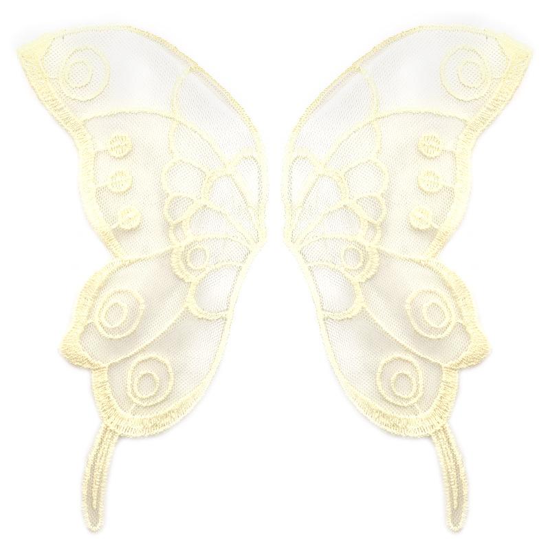 Spitzennetz-Stickerei Schmetterling-Aufkleber Beige zu Blumen transparentes Netz-Bodenstickerei DIY-Spitzenzubehör symmetrische Blumenteile