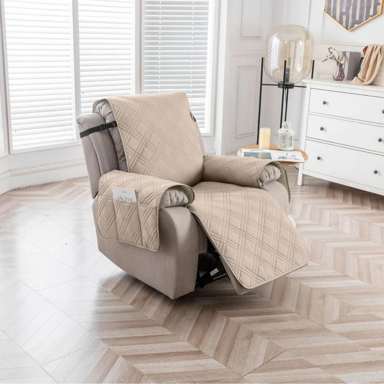 Wasserdichte Liegestuhl-Abdeckung, Rutschfeste Liegestuhl-Abdeckungen für Liegestuhl mit Tasche für Schlafzimmer, Büro, Wohnzimmer, Polster 1 Seat XL