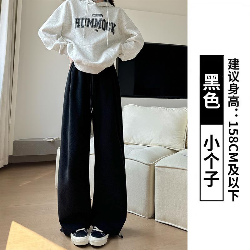 White Gray Velvet Sweatpants Women's Pants Autumn and Winter New Casual and Thin Leggings Sweatpants Loose Small Wide-leg Pants