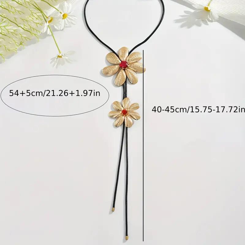 1 Golden Yellow Flower Decoration Y-shaped Necklace Classic Temperament Banquet Vacation Personality Retro