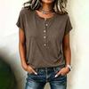Women's Casual V Neck Button Down Short Sleeve Top Lightweight Soft Fabric Relaxed Fit Blouse Suitable for Daily Wear and Outdoor Activities