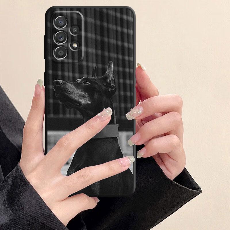 Tpu Soft Phone Case For Samsung Galaxy A71 A31 A51 A22 A52 A23 A21s A72 A32 A33 A53 A13 A42 A41 Animal Doberman Dog Cover Bag