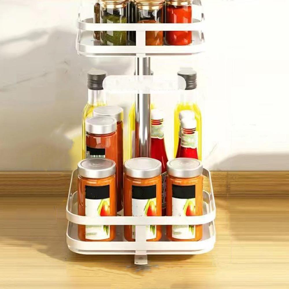 Carbon Steel Kitchen Storage Tray 360° Rotation Rotating Spice Shelf Spice Bottle