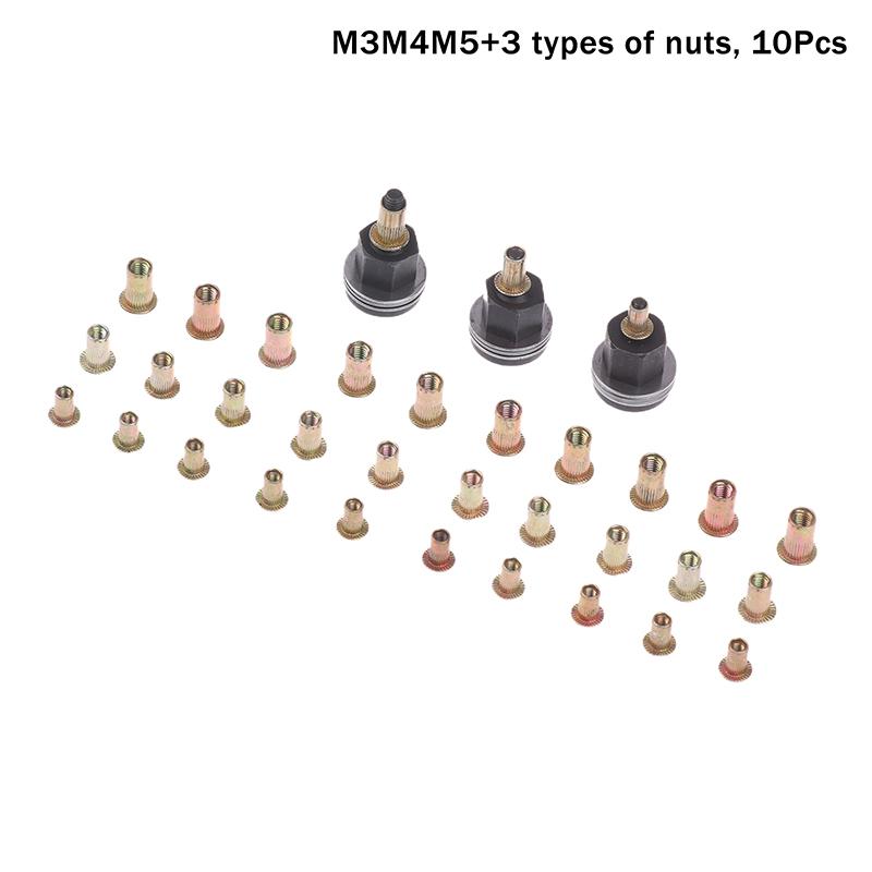 10Pcs Hand Rivet Nut Tool Set Manual Riveter Kit With M3-12 Nut Heads For Diy Repair Installation, Easy Use Accessory