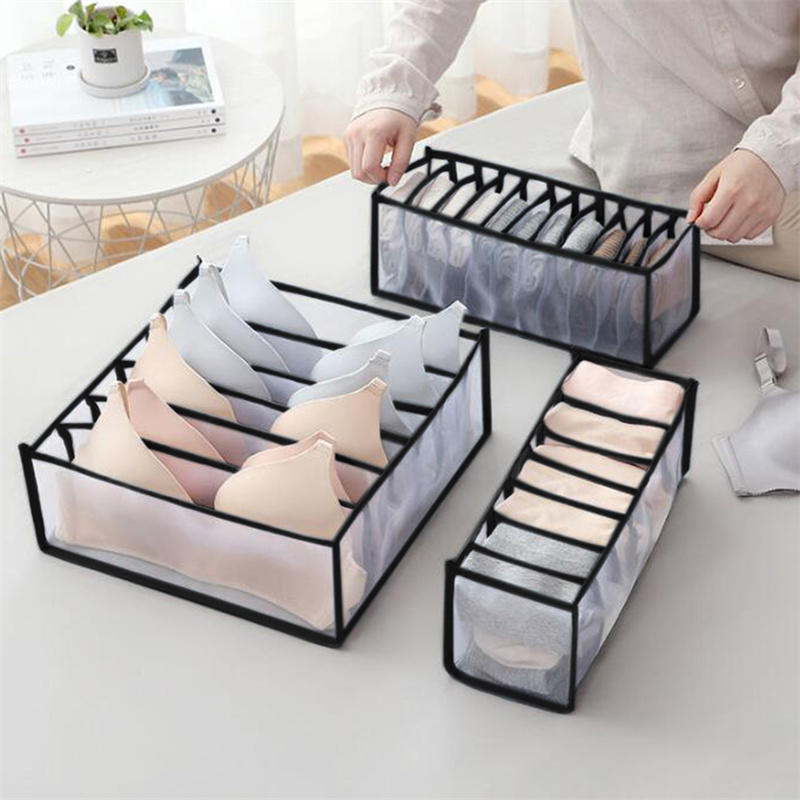 Multi-Grid Foldable Drawer-Type Underwear Socks Panties Organizer Bag Space-Saving Collapsible Closet Clothes Organizer Storage Box