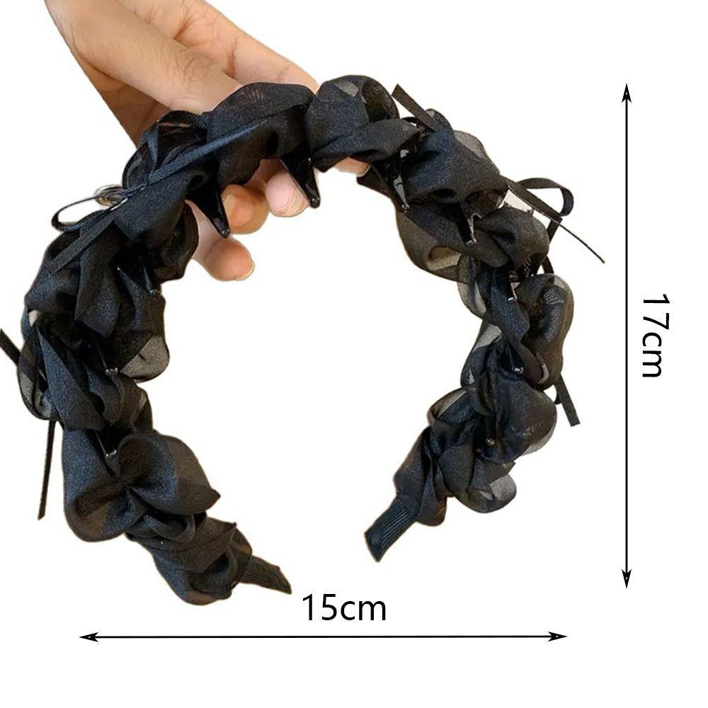 Plissiertes Damen-Haarband Rutschfest Hohe Oberseite Kopfbedeckung Elegant Schleife Geflochtenes Stirnband Haaraccessoires