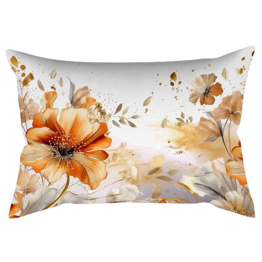 Chinese Retro Watercolor Golden Floral Print Pillowcase Home Sofa Cushion Pillowcase