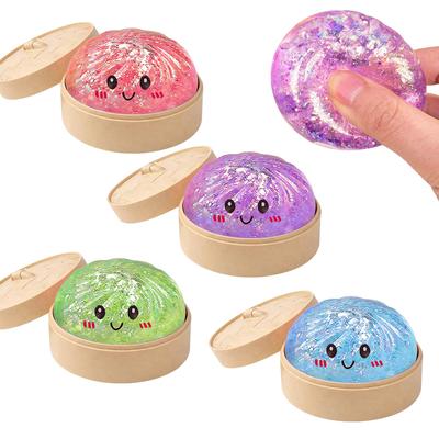 Cute Mini Colorful 4 Styles Glitter Dumpling Squishy With Box Dumplings Sensory Squeeze Toy For Stress Relief Toys
