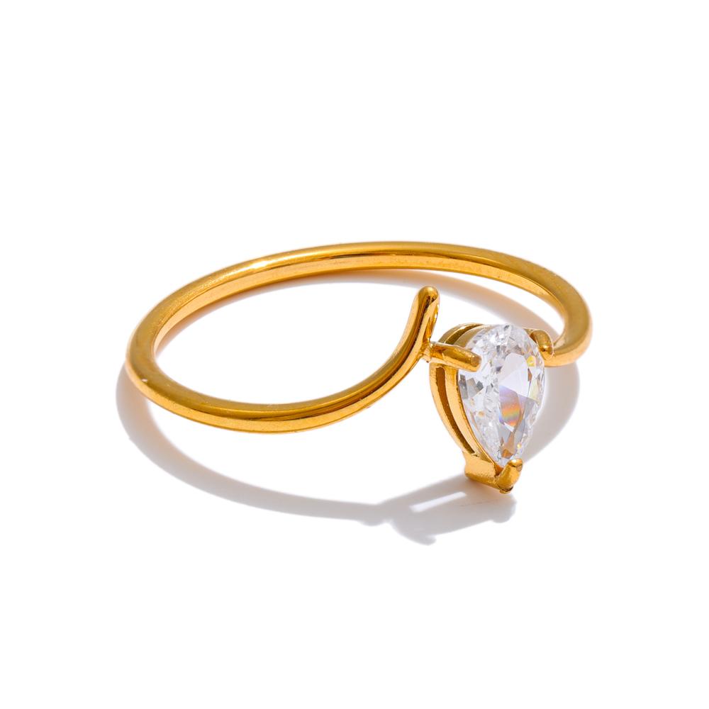

Yhpup Size 678 Stainless Steel Cubic Zirconia Thin Finger Ring Gold Color Exquisite Fashion Chic Women Jewelry 18K PVD Plated 8