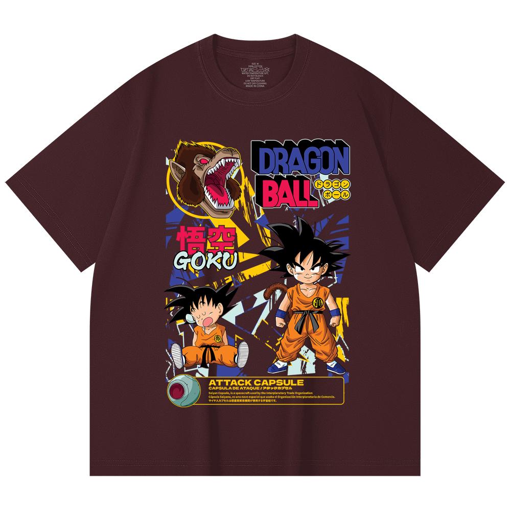 

230 Gsm 100% Cotton Dragon Ball V40 Goku Capsule Print Unisex Heavy Cotton T Shirt 2XL