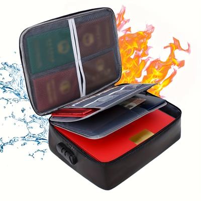 Fireproof Document Password Bag Travel Waterproof File Money Storage Safe Papers Zipper Safety Organizer Multi-Layer Card Case