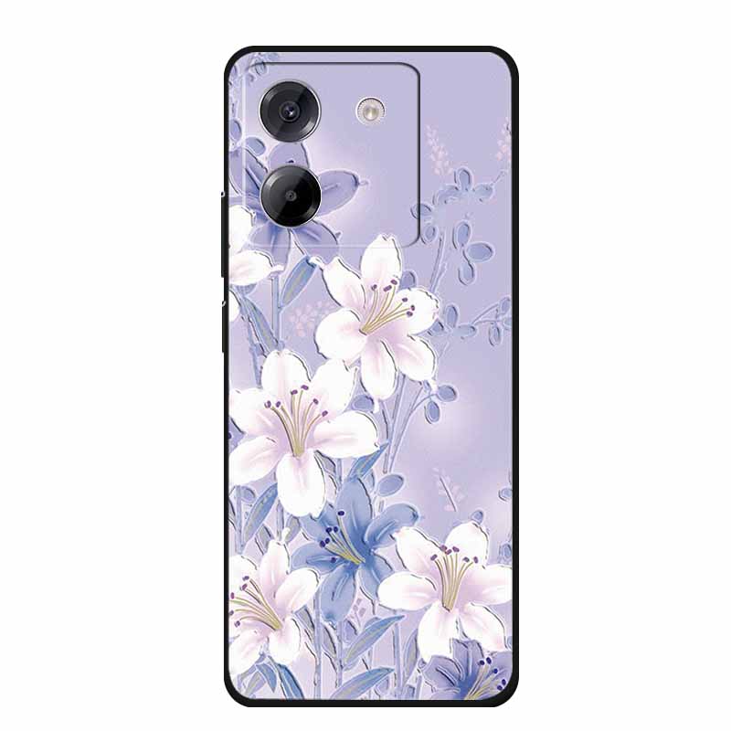 3D Emboss Case For POCO M7 Pro 5G Phone Case Relief Flowers Black Silicone Soft Back Cover For Xiaomi Poco M7 Pro Case Coque Bag