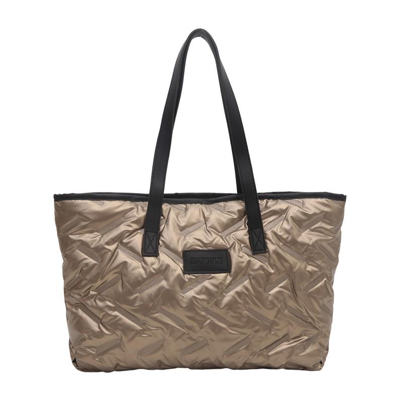 Large Capacity Down Jacket Bag for Women, 2026 New Embroidered Thread Handbag, Relaxed and Fashiable Tote Bags