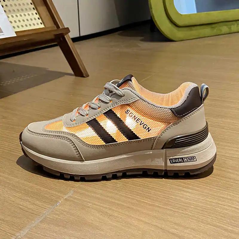 With Lacing In The Forest Ladies Flat Shoes For Women Sneakers Orange Tennis Sport Gym Sepatu 2025new Special Use