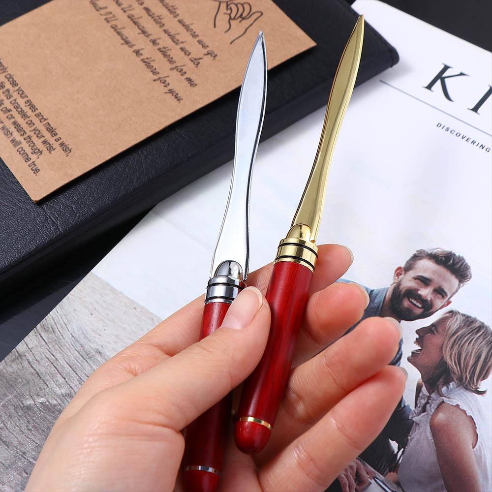

1pcs Wood Handle Letter Opener Stainless Steel cut paper Split file envelopes срібний