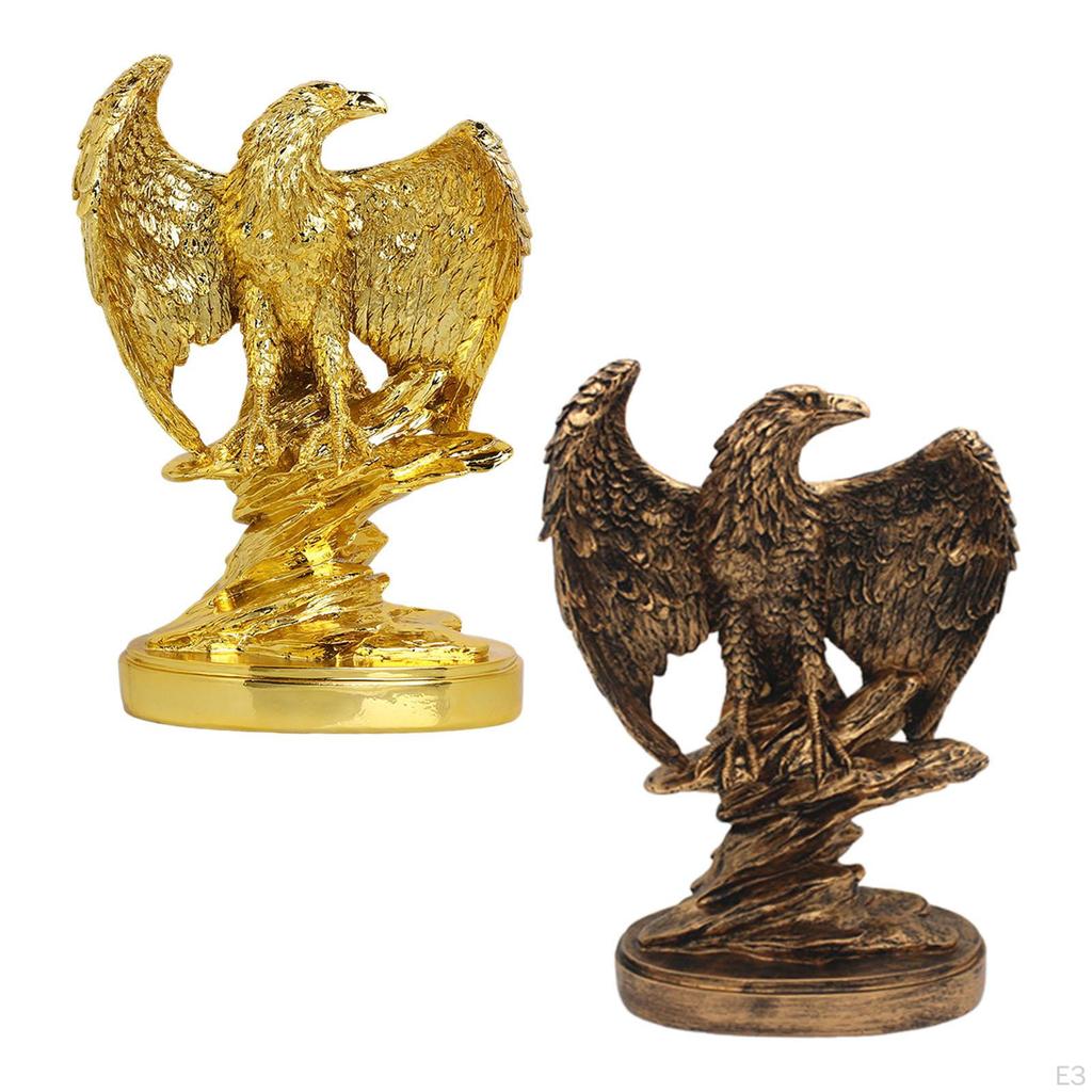 Eagle Figurine Animal Sculpture Artwork Bird Statue Resin Home Decor for Dining Room Office