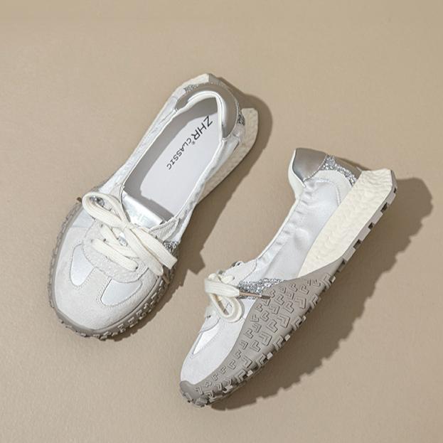 

Женские дышащие модные спортивные повседневные туфли на шнуровке на толстой подошве, подходящие ко всему, для весны и осени 40 белый