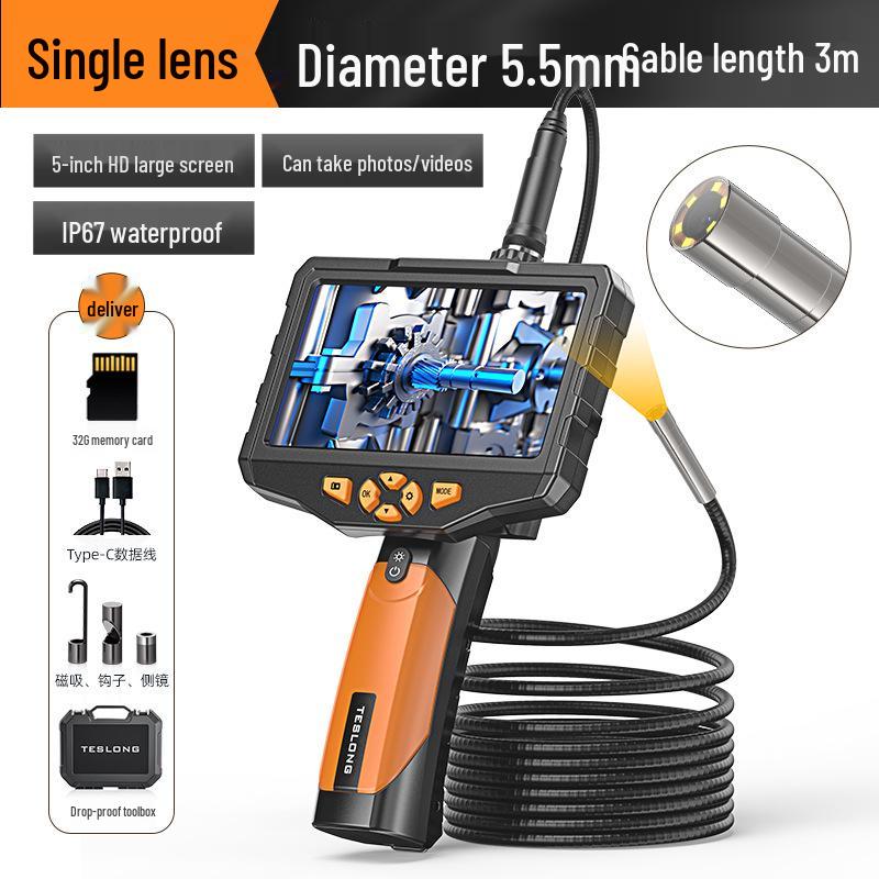 Adjustable Industrial Endoscope with 7.6mm Lens - 5m High-Definition Pipeline Inspection Tool