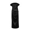 Women's Fashion Solid Colour Shiny Stretch A-Line Neckline Sexy Split Dress