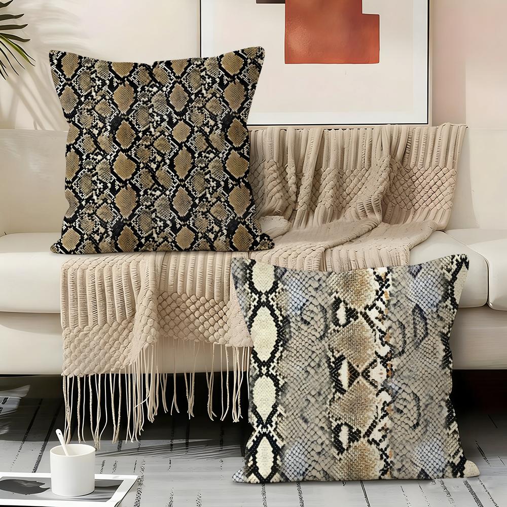 Snake Print Pillow Case Pillowcase, Double-sided Printed, Sofa Cushion, Bedroom Headboard Pillow