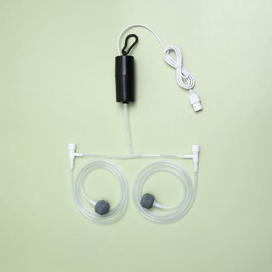 Aquarium Air Pump USB Mini Fish Tank Oxygen Pump Portable Silent Air Aerator Pump Oxygen Bubbler with Air Stone for Small Medium Fish Tanks Pond