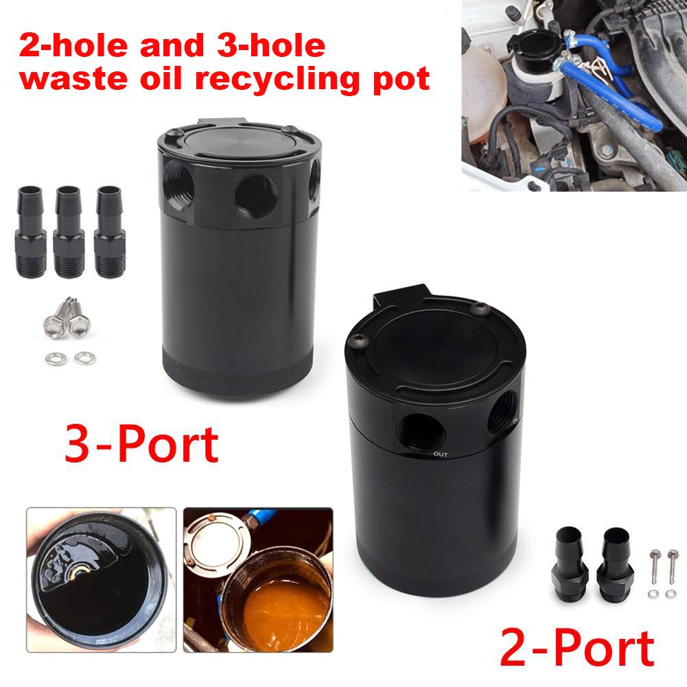 Universal Car Baffled Oil Catch Can Tank Aluminum Alloy Reservoir Separator 2/3 Port Car Oil Catch Reservoir Breather Separator