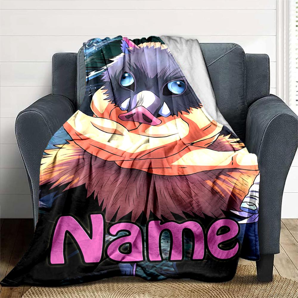 Customiz Name Personality Demon Slayer characters Blanket Soft &Warm Sofa Office Bed Travel Lunch Break Blanket, Gift Suitable All Seasons