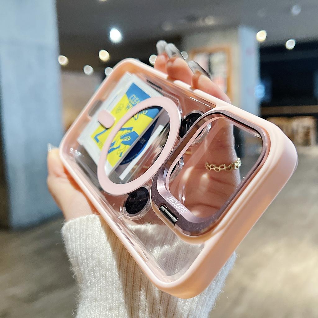 Fashion Ring Stand Case For Magsafe For iPhone 17 16 15 14 13 12 11 Pro Max Magnetic Wireless Charge Case With Lens Protector