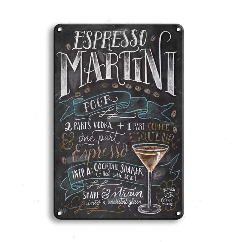 Vintage Metal Tin Sign Decorations Gin & Tonic Cocktail Plate Decorative Poster Plaque Bar Kitchen Home Wall Decor 8 X 12 Inch