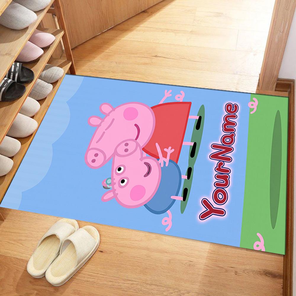 Peppa Pig Customized Name Area Rug Design for Living Rooms Foyer Dormitory Bedrooms Anti-slip Rug Anime Office Decor