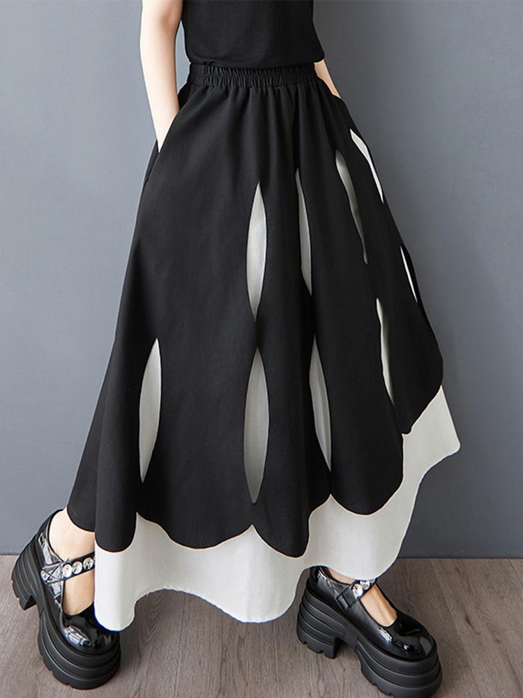 Xitao Patchwork Elastic Waist Female Skirt GYX1550