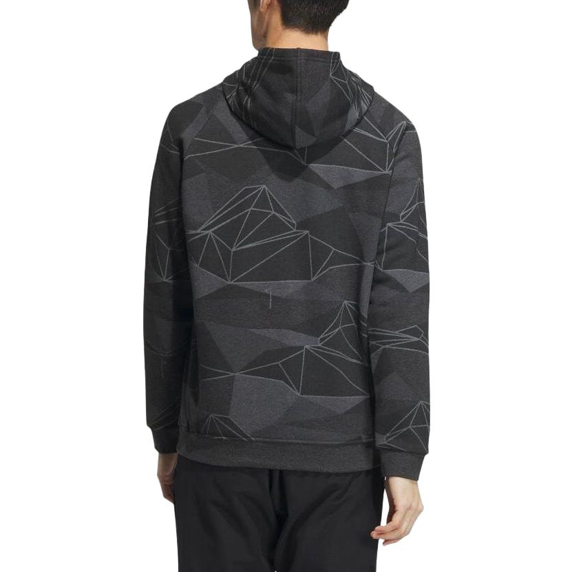 Adidas Full Print Geometric Pattern Half Zip Long Sleeve Hoodie Men hoodies Black IA2624