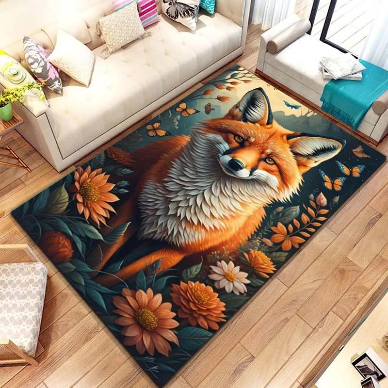Wildfuchs Muster Druck Große Teppiche Teppich für Zuhause Wohnzimmer Schlafzimmer Sofa Fußmatte Dekoration Rutschfester Boden Pay Mat