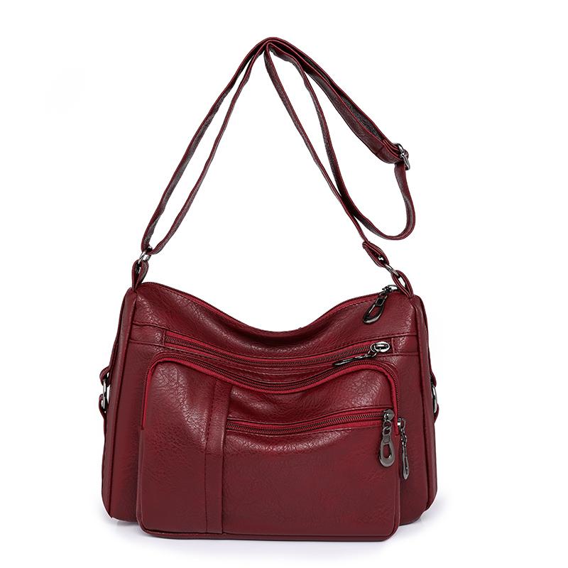 Retro Women's Shoulder Bag Solid Color Multi Pocket Storage for Middle-aged and Elderly Mothers Crossbody Bag Small Square Bag