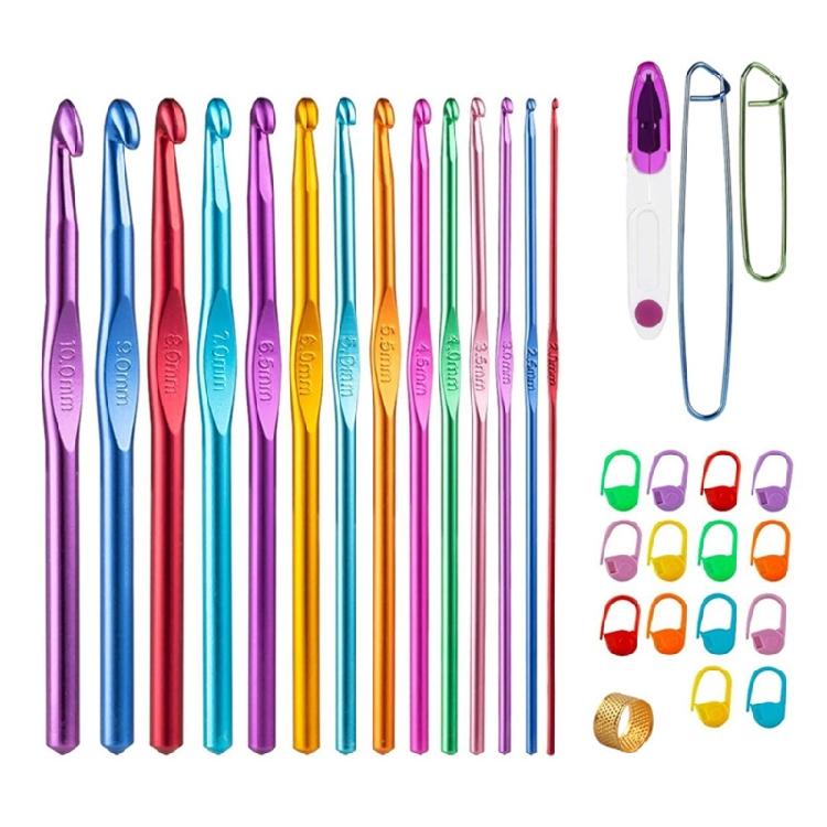 Crochet Hooks Set, Aluminum Alloy Knitting Needle for Arthritic Hands with Grip