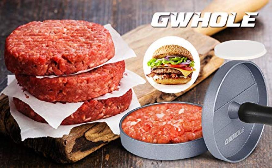 GWHOLE Hamburgerpresse, Patty-Former, Fleischpresse, Macht leicht Patties, Küchenutensil, Kochzubehör, Fasst 100 Blatt Wachspapier