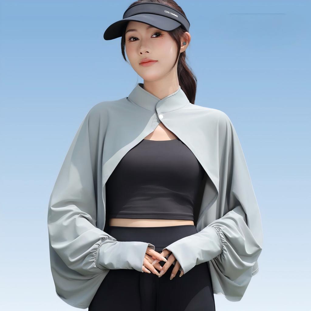 Women's Summer Loose Fit Ice Silk Sun Protection Cape with UPF 50