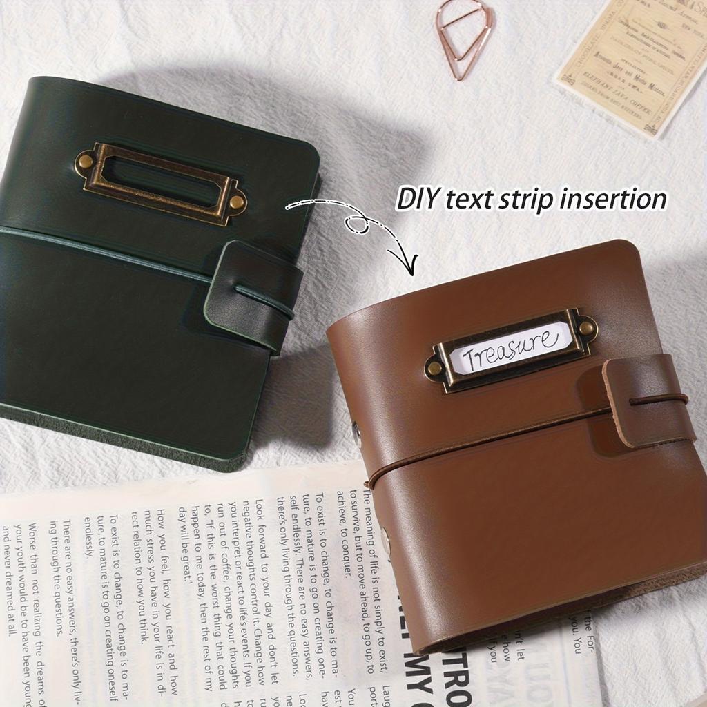 Photo Album Storage, Retro Leather Mini Polaroid Photo Album, Couple's Memory Book, 1-Pocket 3-Inch Travel Card Holder