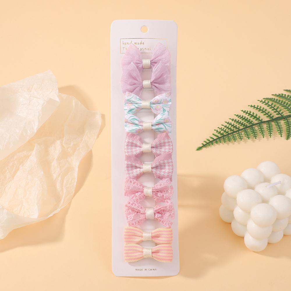 10Pcs Flowers Bows Hair Clip Set for Baby Girls Toddler Winter Printing Hairpin Mini Cotton Lace Handmade Kids Hair Accessories