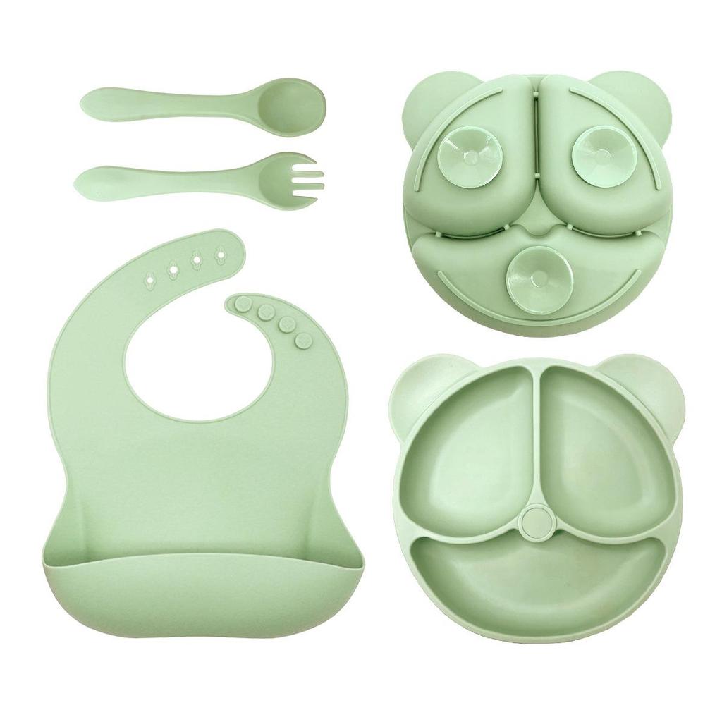 Little Bear Silicone Suction Plate & Bib Set for Infants and Toddlers