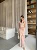 French Floral Print Dress, Spring/Summer 2026 – Elegant, Waist-Cinching, Slim-Fitting, Long Skirt.