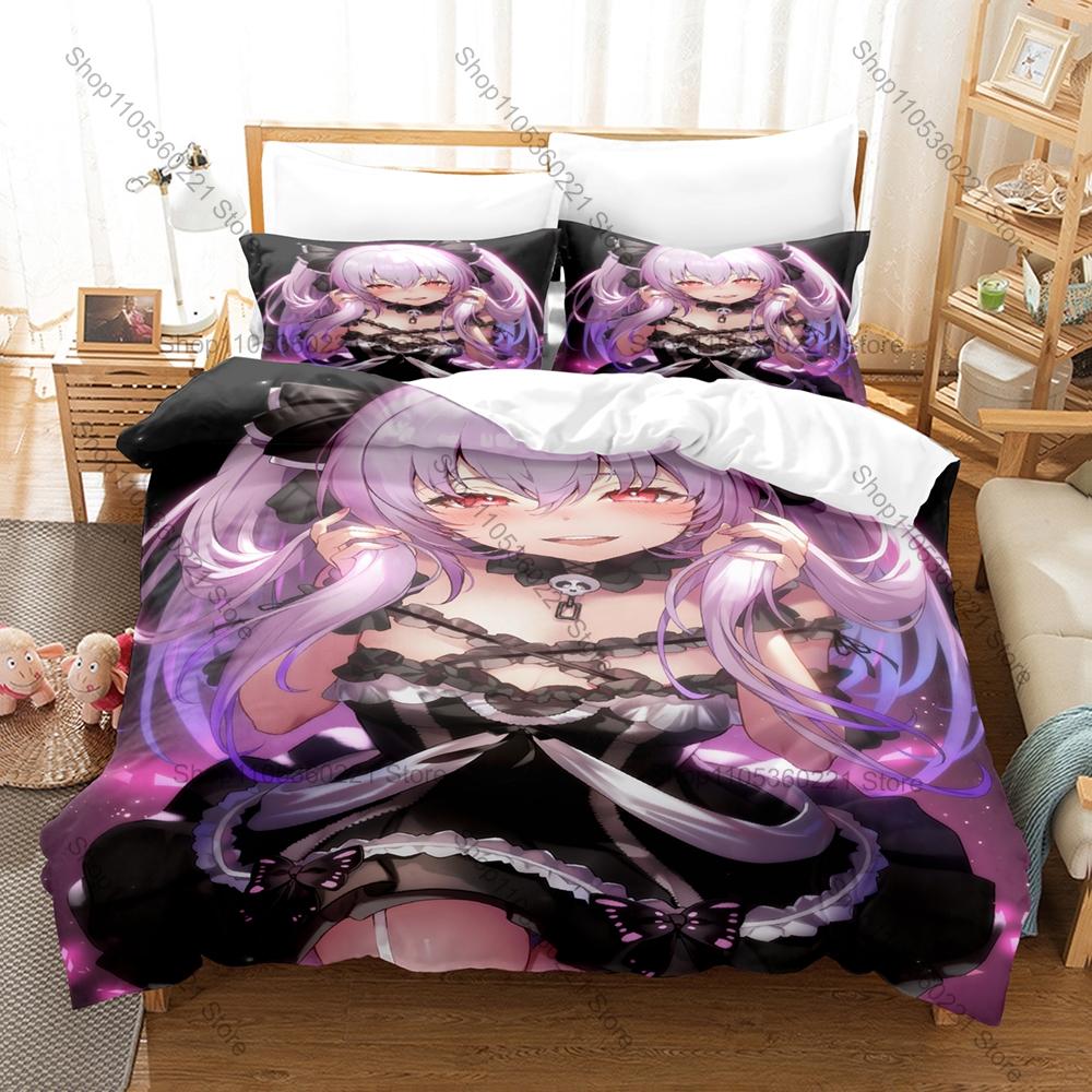 Anime Bedding Set 3Pcs Hololive Rushia Yandere Necromancer Design Stylish Bedroom Ornament Gift