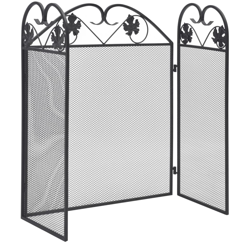 Vidaxl 3-Panel Fireplace Screen, Metal, Black