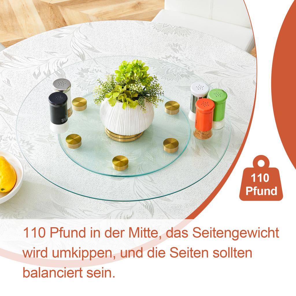 Two-Tier, Rotating Glass Plate. The Upper Glass Diameter 61 cm, the Lower 38 cm. The Design Allows for Easier Picking Up and Putting Down of Objects.